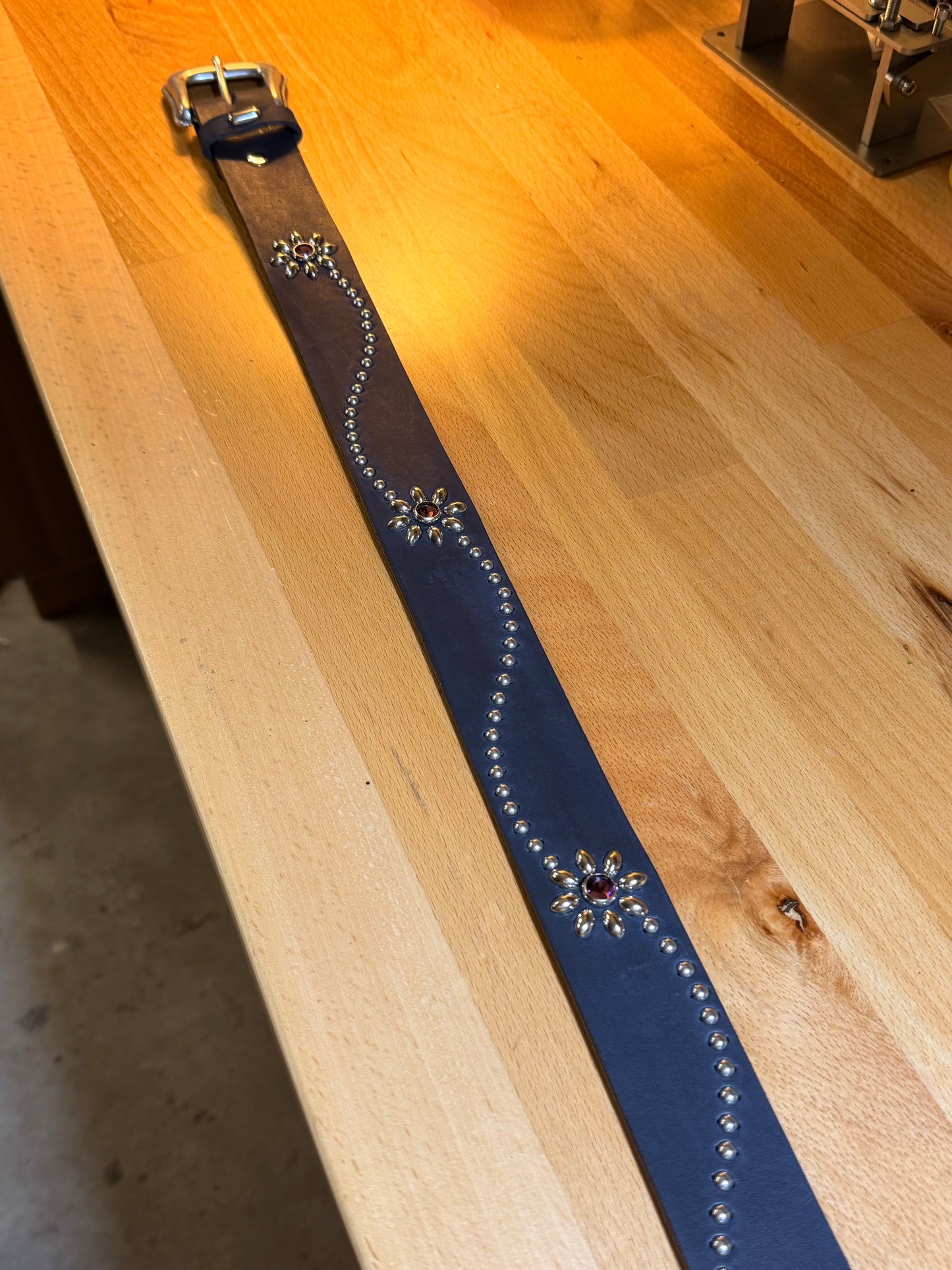 Handmade - Infinite Floral Studded Leather Belt