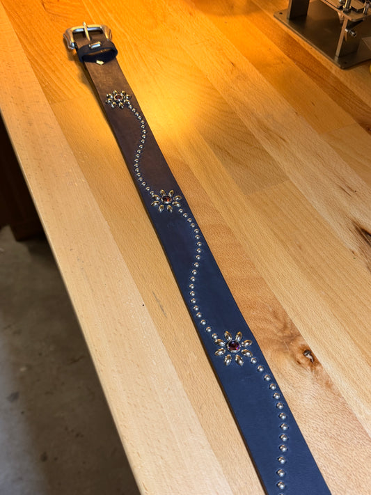 Handmade - Infinite Floral Studded Leather Belt