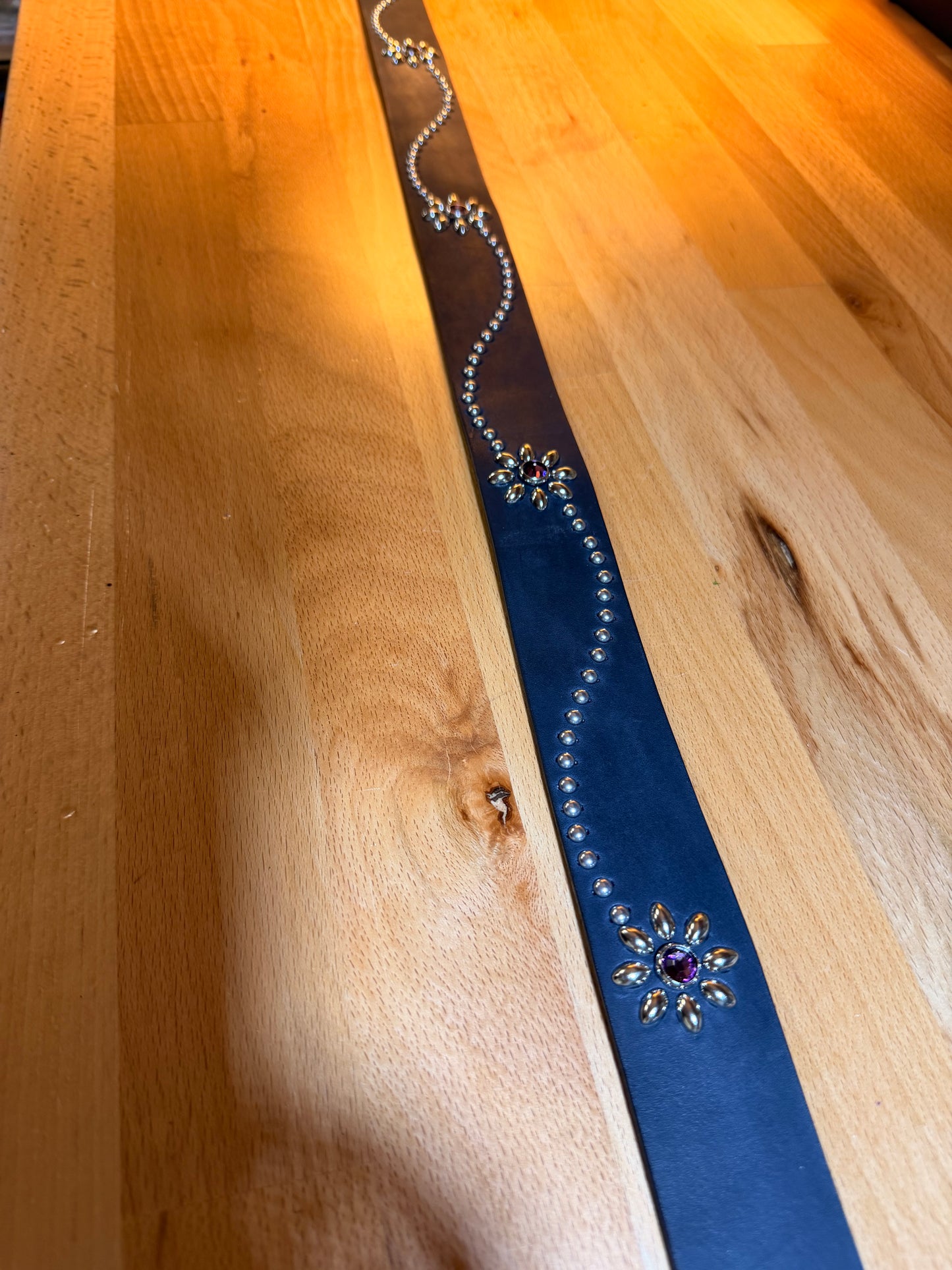 Handmade - Infinite Floral Studded Leather Belt