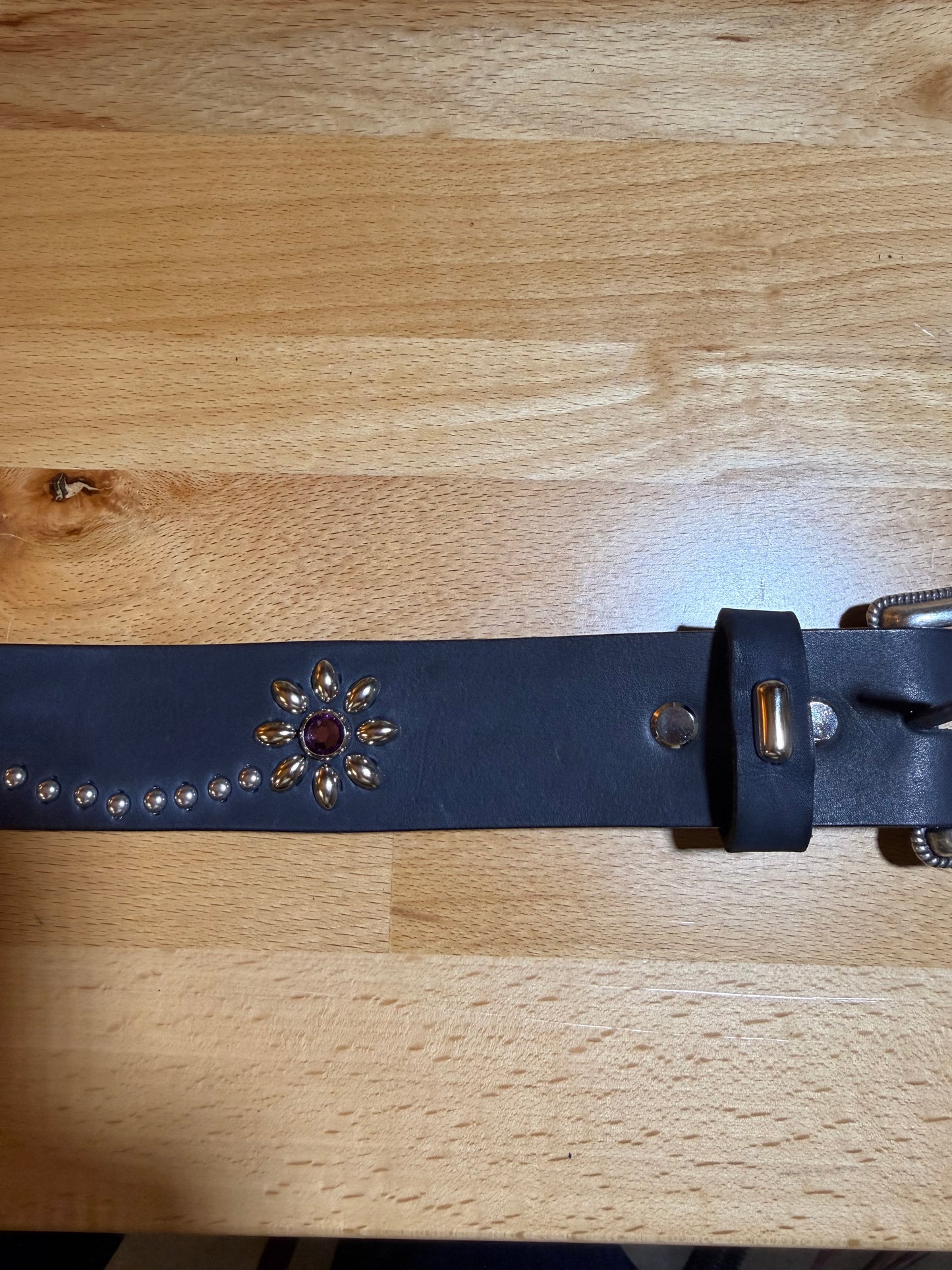 Handmade - Infinite Floral Studded Leather Belt