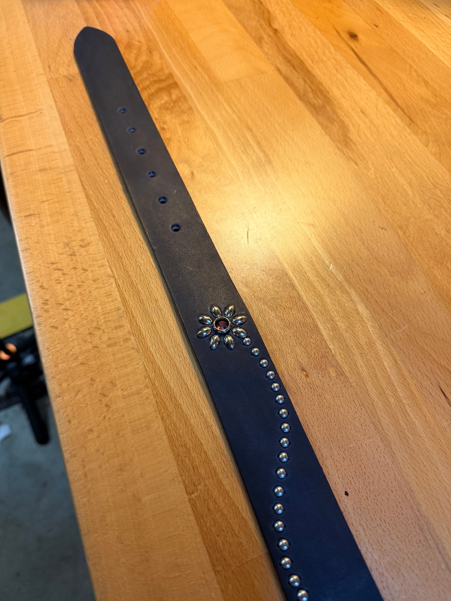 Handmade - Infinite Floral Studded Leather Belt