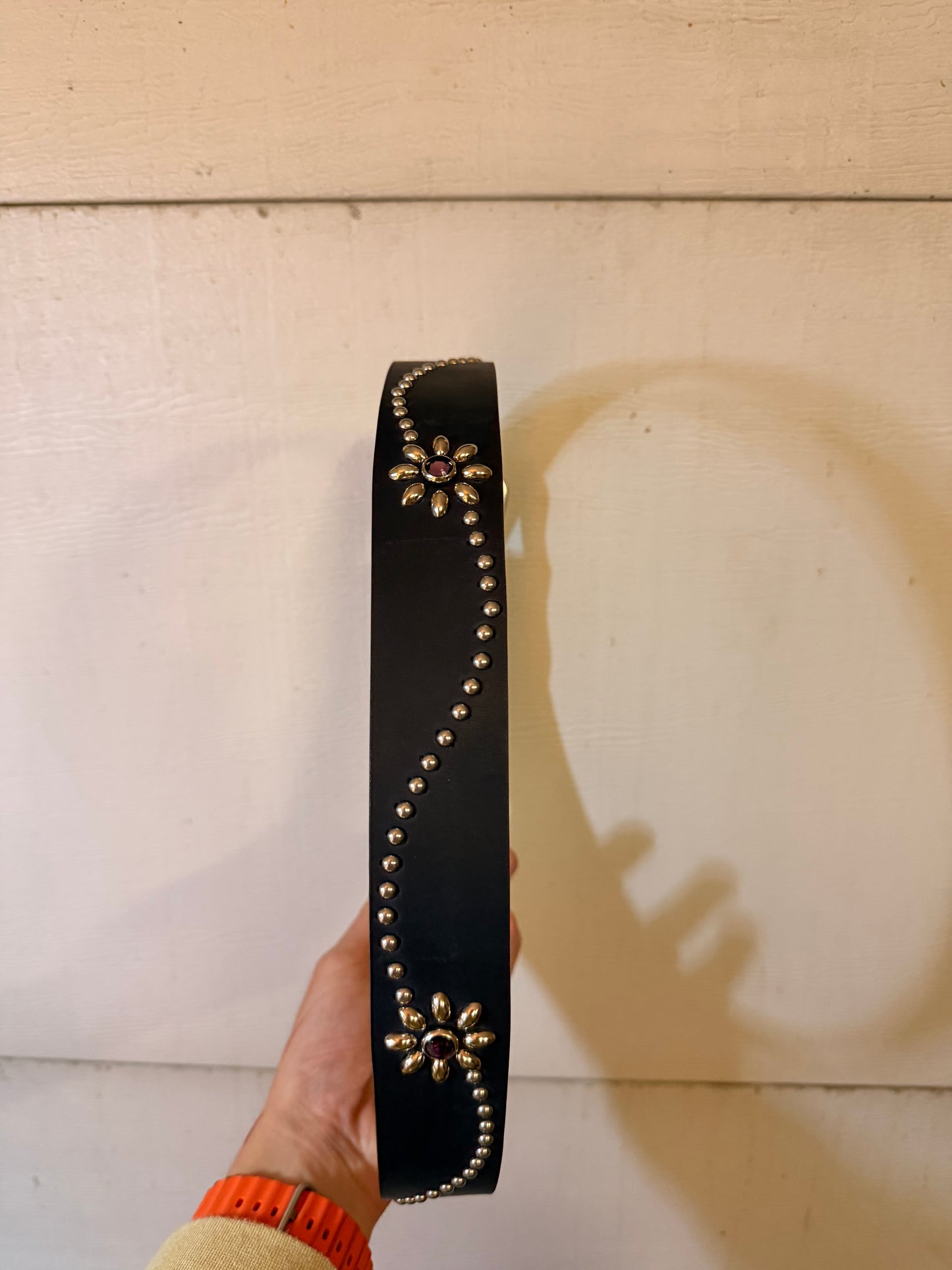 Handmade - Infinite Floral Studded Leather Belt